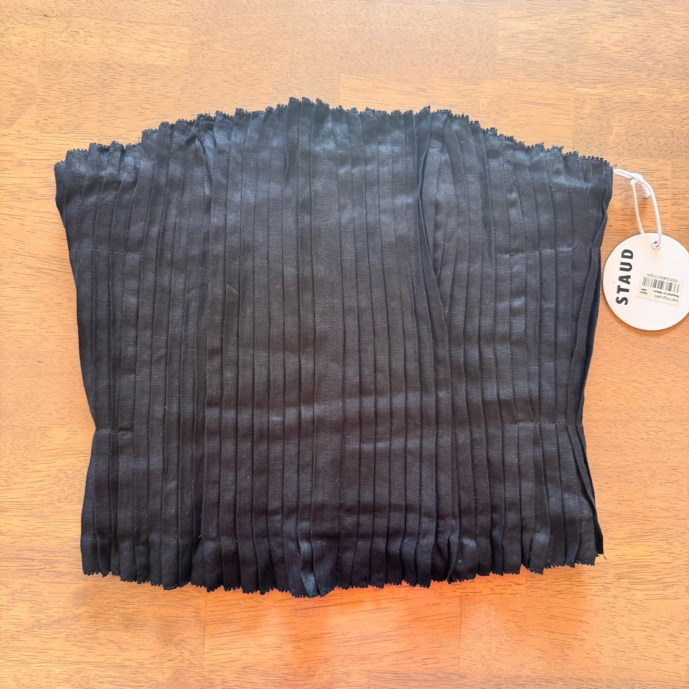 STAUD Parma Strapless Pintuck Linen Corset Top Black Size 6 NWT - Picture 2 of 15
